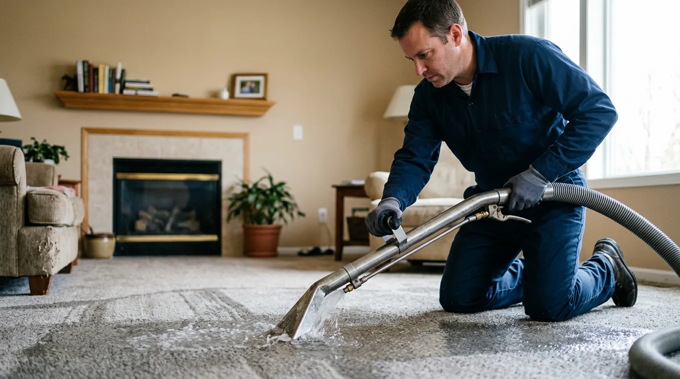 Water damage restoration technician working near Galena, OH